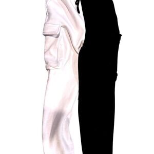 American Bazi Mens Split Two Tone Black White Cargo Joggers Sweatpants Medium